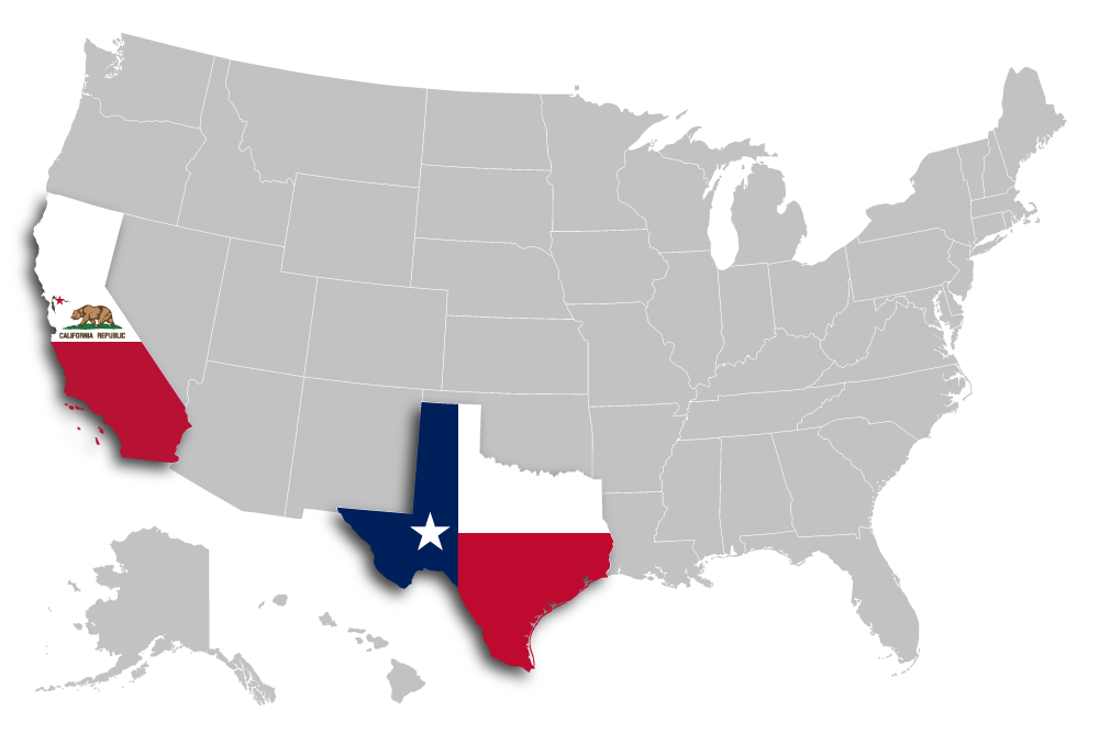 Two locations in Van Nuys, California and Buda, Texas